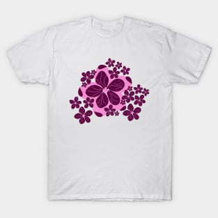 Colorful floral shapes with pink flower T-Shirt